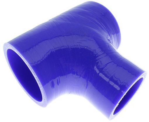 Picture of 2" / 50.4mm T-piece silicone hose - Blue  - 1.5" / 38mm. stud