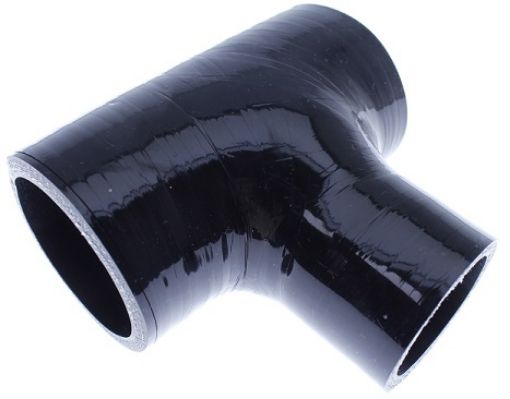 Picture of 2" / 50.4mm T-piece silicone hose - Black  - 1.5" / 38mm. stud