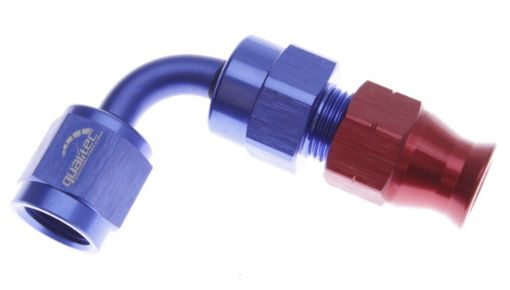 Picture of 90degrees. AN fitting - Tube To female Adapter - Red / Blue