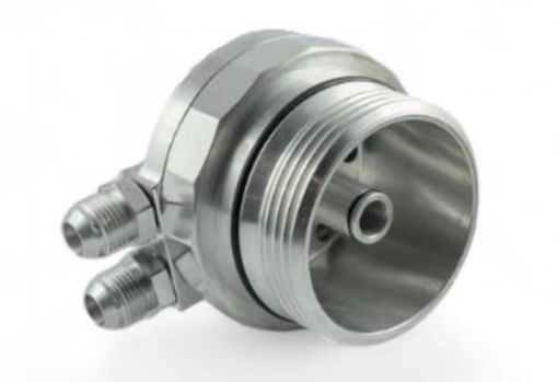 Picture of CNC Machined Oil Filter Cap with Oil Cooler AN-10 Fittings for VAG 3.0 TDI - 059115389AD