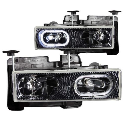 Picture of ANZO 1988 - 1998 Chevrolet C1500 Crystal Headlights Carbon w Halo