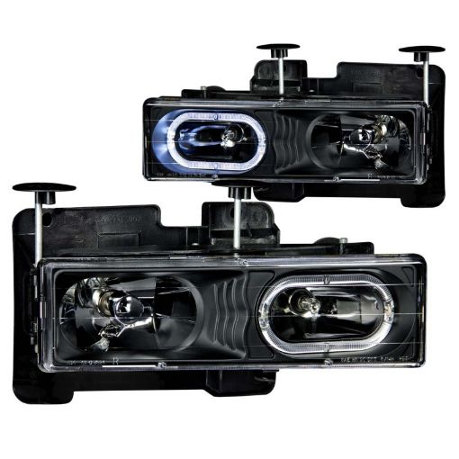 Picture of ANZO 1988 - 1998 Chevrolet C1500 Crystal Headlights Black w Halo