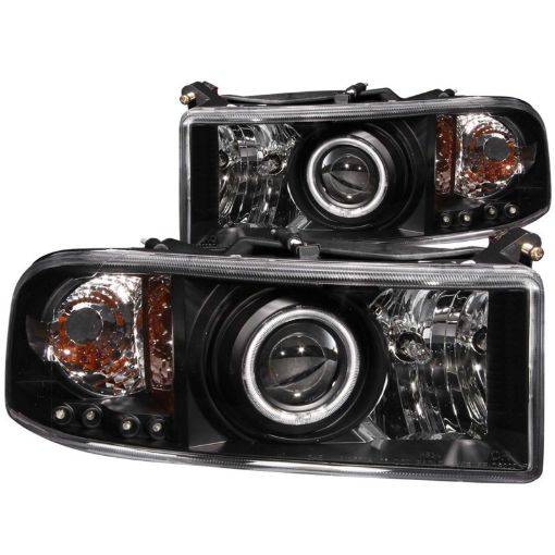 Picture of ANZO 1994 - 2001 Dodge Ram Projector Headlights w Halo Black