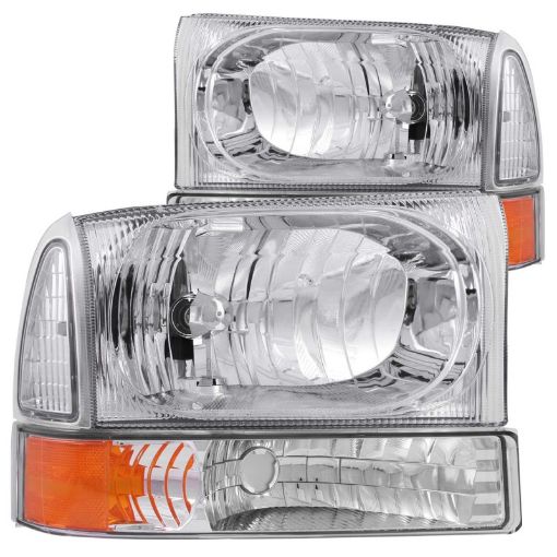 Picture of ANZO 2000 - 2004 Ford Excursion Crystal Headlights Chrome w Corner Lights 2pc