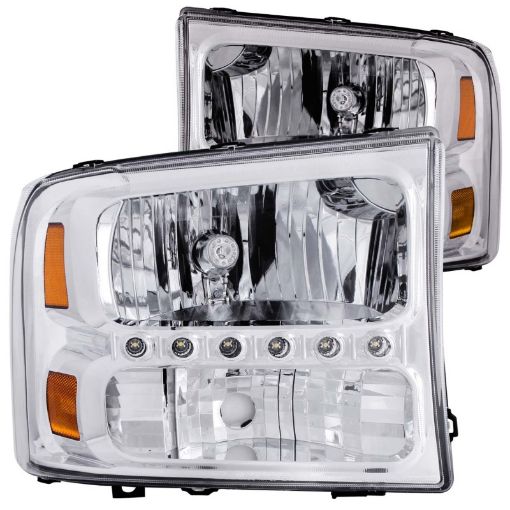 Picture of ANZO 2000 - 2004 Ford Excursion Crystal Headlights Chrome w LED 1pc