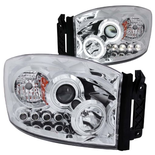 Picture of ANZO 2006 - 2008 Dodge Ram 1500 Projector Headlights w Halo Chrome (CCFL)