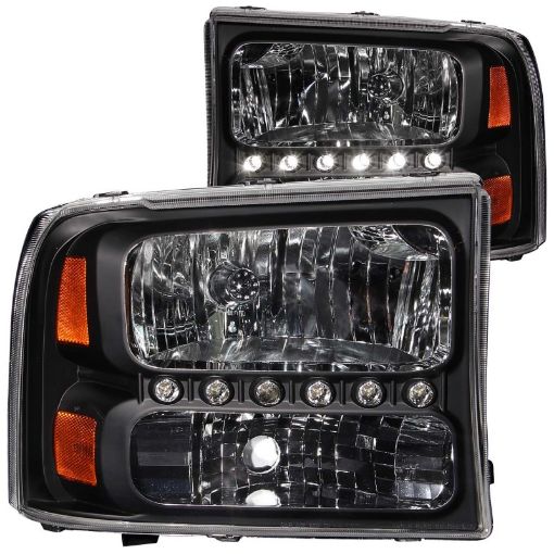 Picture of ANZO 2000 - 2004 Ford Excursion Crystal Headlights Black w LED 1pc