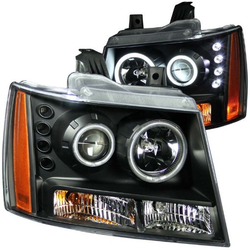 Picture of ANZO 2007 - 2013 Chevrolet Avalanche Projector Headlights w Halo Black (CCFL)