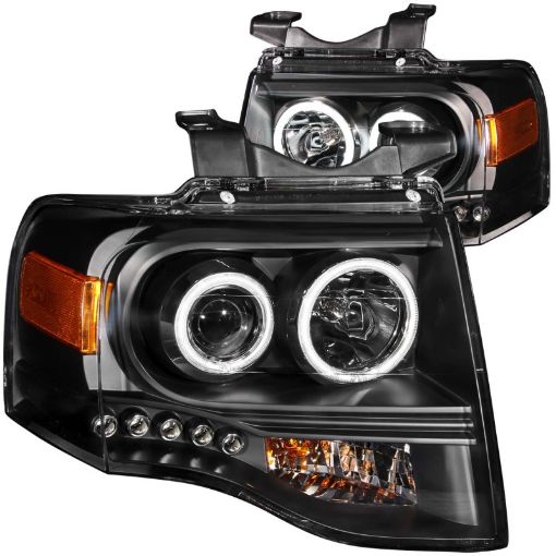 Picture of ANZO 2007 - 2014 Ford Expedition Projector Headlights w Halo Black