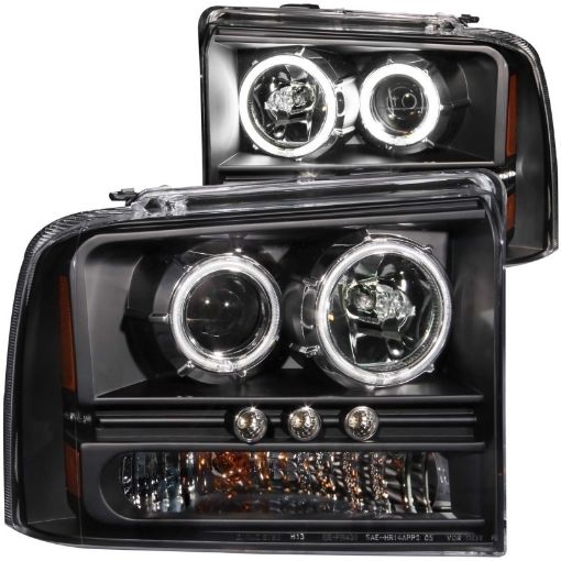 Picture of ANZO 2005 - 2007 Ford Excursion Projector Headlights w Halo Black w LED Strip (CCFL) 1pc