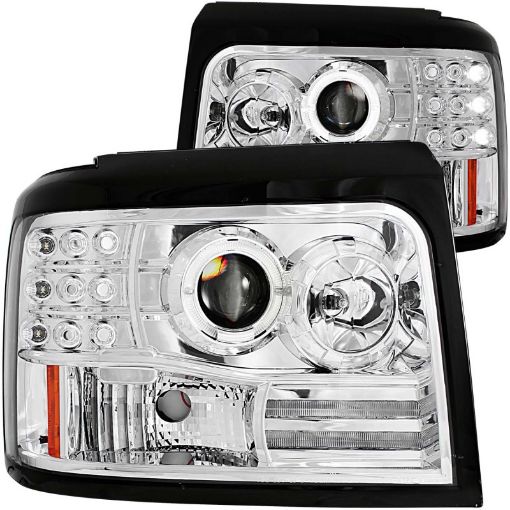 Picture of ANZO 1992 - 1996 Ford F - 150 Projector Headlights w Halo Chrome w Side Markers and Parking Lights