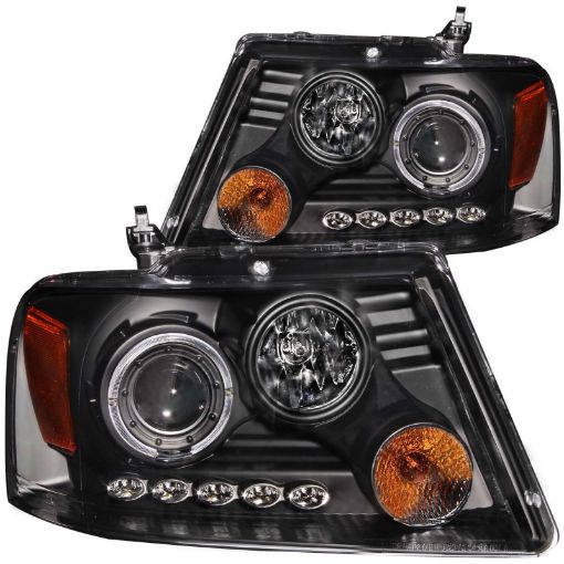 Picture of ANZO 2004 - 2008 Ford F - 150 Projector Headlights w Halo and LED Black G2