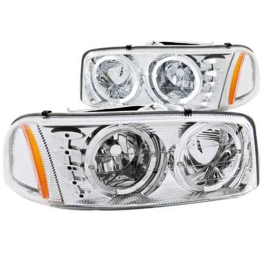 Picture of ANZO 1999 - 2006 Gmc Sierra 1500 Crystal Headlights w Halo and LED Chrome