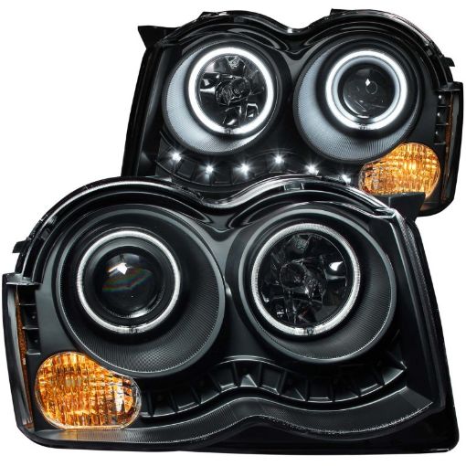 Picture of ANZO 2008 - 2010 Jeep Grand Cherokee Projector Headlights w Halo Black (CCFL)