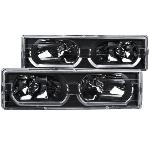 Picture of ANZO 1988 - 1998 Chevrolet C1500 Crystal Headlights Black w Low - Brow