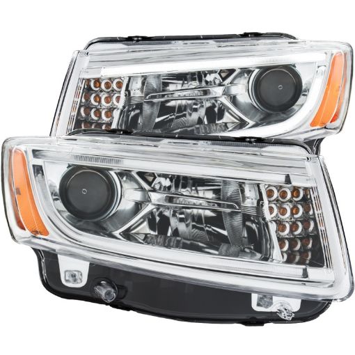 Picture of ANZO 2014 - 2015 Jeep Grand Cherokee Projector Headlights w Plank Style Design Chrome