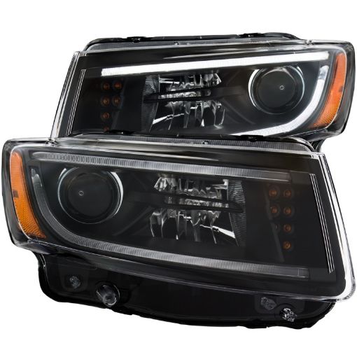 Picture of ANZO 2014 - 2015 Jeep Grand Cherokee Projector Headlights w Plank Style Design Black