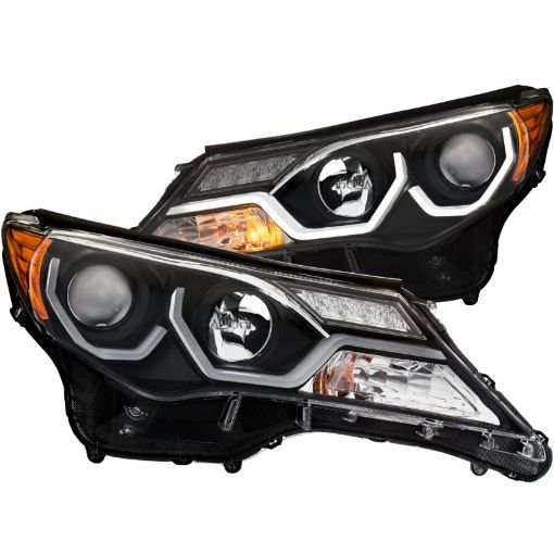 Picture of ANZO 2013 - 2015 Toyota Rav4 Projector Headlights w Plank Style Design Black