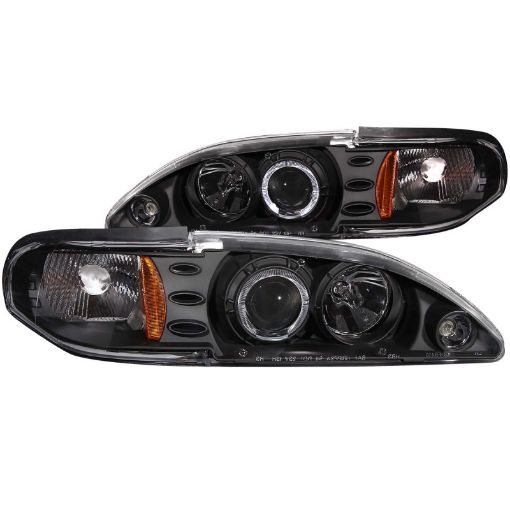 Picture of ANZO 1994 - 1998 Ford Mustang Projector Headlights w Halo Black 1pc