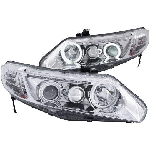 Picture of ANZO 2006 - 2011 Honda Civic Projector Headlights w Halo Chrome (CCFL)