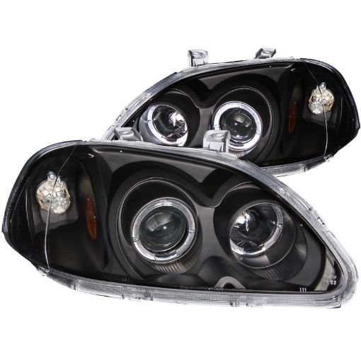 Picture of ANZO 1996 - 1998 Honda Civic Projector Headlights w Halo Black