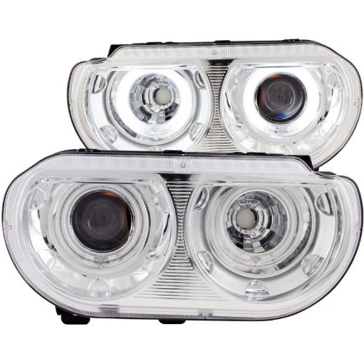 Picture of ANZO 2008 - 2014 Dodge Challenger Projector Headlights w Halo Chrome (CCFL)