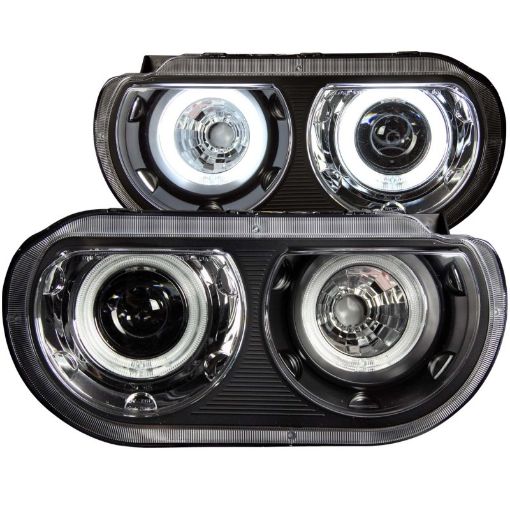 Picture of ANZO 2008 - 2014 Dodge Challenger Projector Headlights w Halo Black (CCFL)