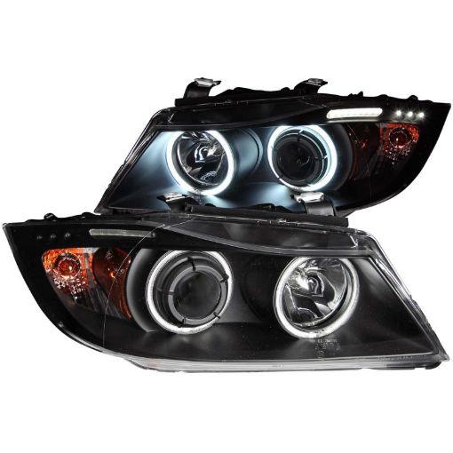 Picture of ANZO 2006 - 2008 BMW 3 Series E90 - E91 Projector Headlights w Halo w LED Bar Black (CCFL)