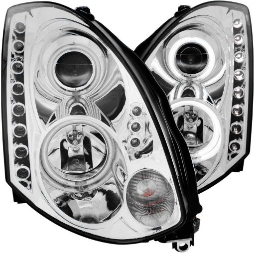 Picture of ANZO 2003 - 2007 Infiniti G35 Projector Headlights w Halo Chrome (CCFL) (HID Compatible)