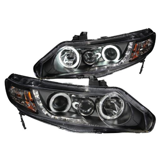 Picture of ANZO 2006 - 2011 Honda Civic Projector Headlights w Halo Black (CCFL)