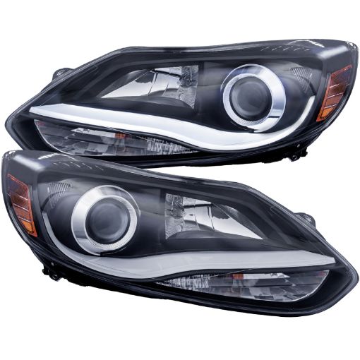 Picture of ANZO 2012 - 2014 Ford Focus Projector Headlights w Plank Style Design Black