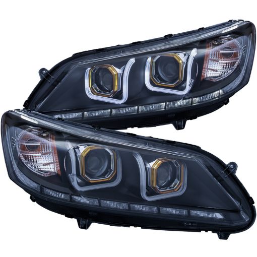 Picture of ANZO 2013 - 2015 Honda Accord Projector Headlights w U - Bar Black