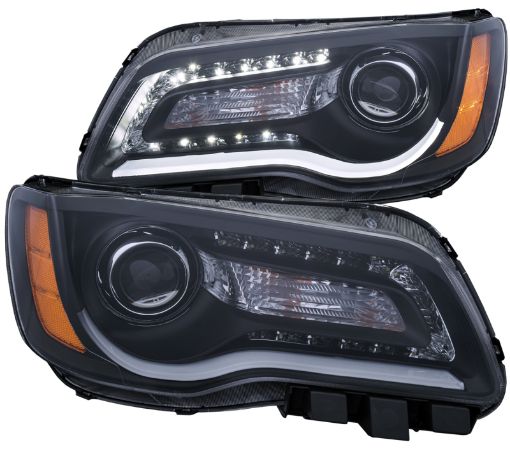 Picture of ANZO 2011 - 2014 Chrysler 300 Projector Headlights w Plank Style Design Black