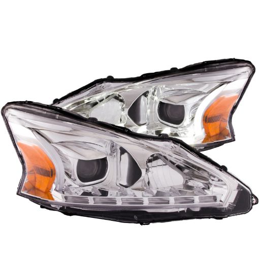 Picture of ANZO 2013 - 2014 Nissan Altima Projector Headlights w Plank Style Design Chrome