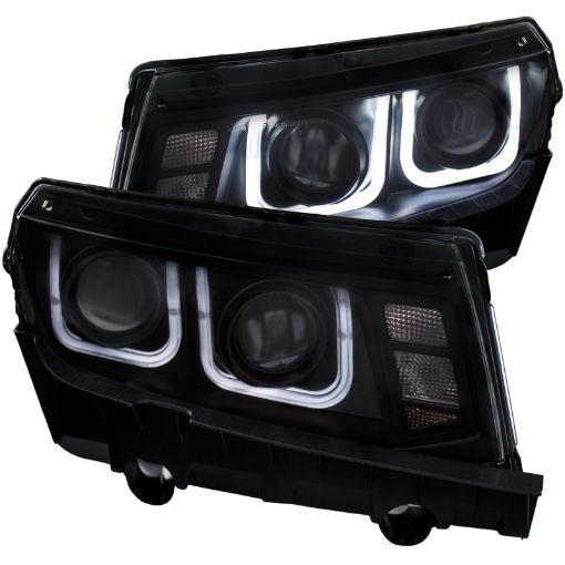 Picture of ANZO 2014 - 2015 Chevrolet Camaro Projector Headlights w U - Bar Black