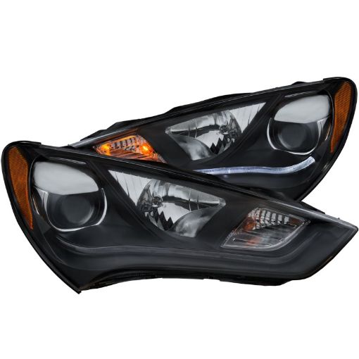 Picture of ANZO 2013 - 2015 Hyundai Genesis Projector Headlights w Plank Style Design Black (HID Compatible)