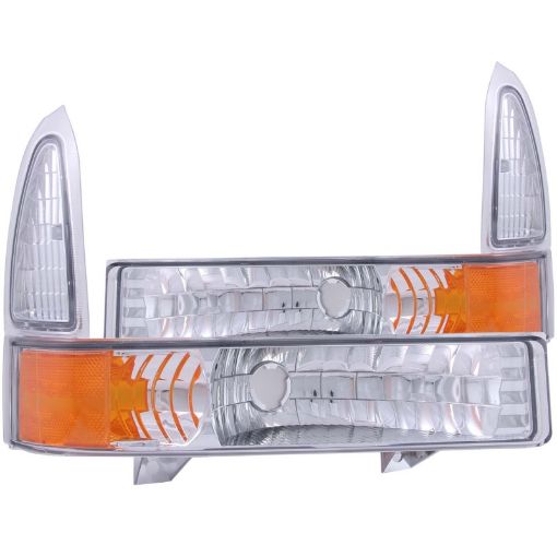 Picture of ANZO 2000 - 2004 Ford Excursion Euro Parking Lights Chrome w Amber Reflector