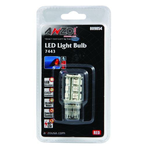 Picture of ANZO LED Bulbs Universal 7443 Red - 18 LEDs 1 34in Tall