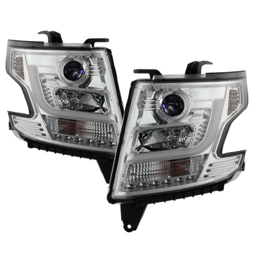 Picture of Spyder Chevy Tahoe Suburban 2015 - 2016 Projector Headlights - DRL LED - Chrome PRO - YD - CTA15 - DRL - C