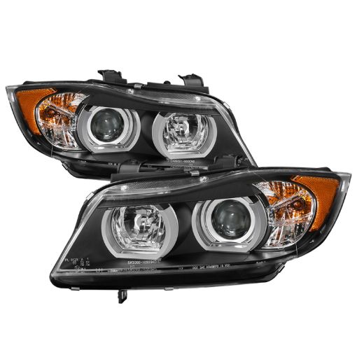 Picture of Spyder BMW E90 3 - Series 06 - 08 4DR Headlights - Halogen Model Only - Black PRO - YD - BMWE9005V2 - AM - BK