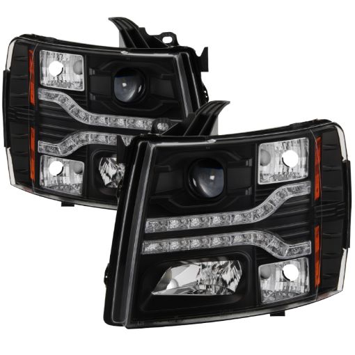 Picture of Spyder Chevy Silverado 1500 07 - 13 V2 Projector Headlights - LED DRL - Black PRO - YD - CS07V2 - DRL - BK