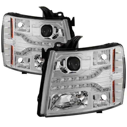 Picture of Spyder Chevy Silverado 1500 07 - 13 V2 Projector Headlights - LED DRL - Chrome PRO - YD - CS07V2 - DRL - C