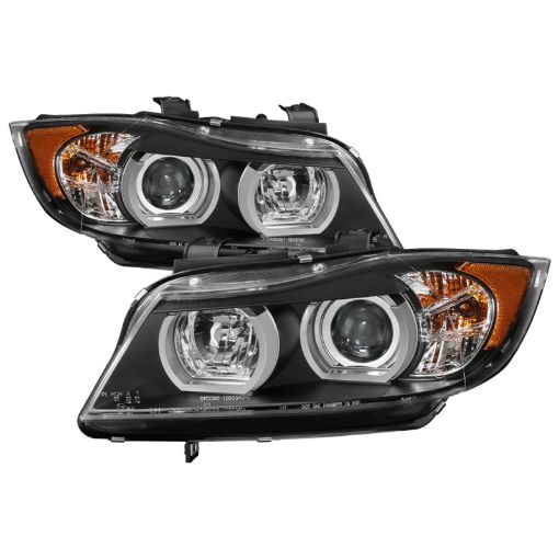 Picture of Spyder BMW E90 3 - Series 06 - 08 4DR V2 Headlights - HID Only - Black PRO - YD - BMWE9005V2 - HID - DRL - BK