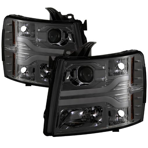 Picture of Spyder Chevy Silverado 1500 07 - 13 Version 3 Projector Headlights - Smoke PRO - YD - CS07V3 - LBDRL - SM