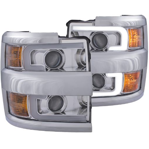 Picture of ANZO Projector Headlights 15 - 17 Chevrolet Silverado 2500HD 3500HD Chrome w Chrome Rim