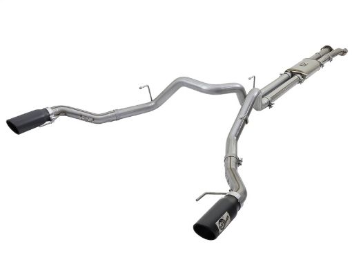 Picture of aFe MACHForce XP 3in 409 - SS Exhaust Cat - Back 2017 Ford F - 150 Raptor V6 - 3.5L (tt) w Black Tip