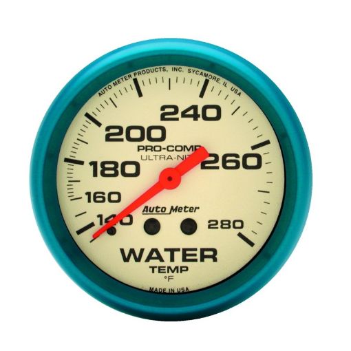 Picture of Autometer Ultra - Nite 2 - 58in 140 - 280 Deg F Mechanical Glow In The Dark Water Temp Gauge