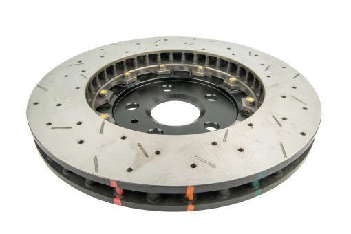 Picture of DBA 2010 Camaro V8 SS Front Drilled Slotted 5000 Series 2 Piece Rotor Assembled w Black Hat