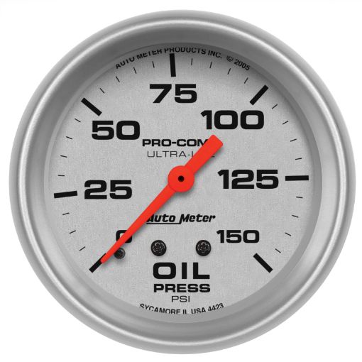 Picture of Autometer Ultra - Lite 2 58in Mechanical 150 PSI Oil Pressure Gauge