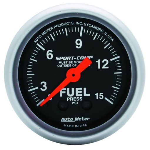 Picture of Autometer 2 - 116in 0 - 15 PSI Mechanical Sport - Comp Fuel Pressure Gauge